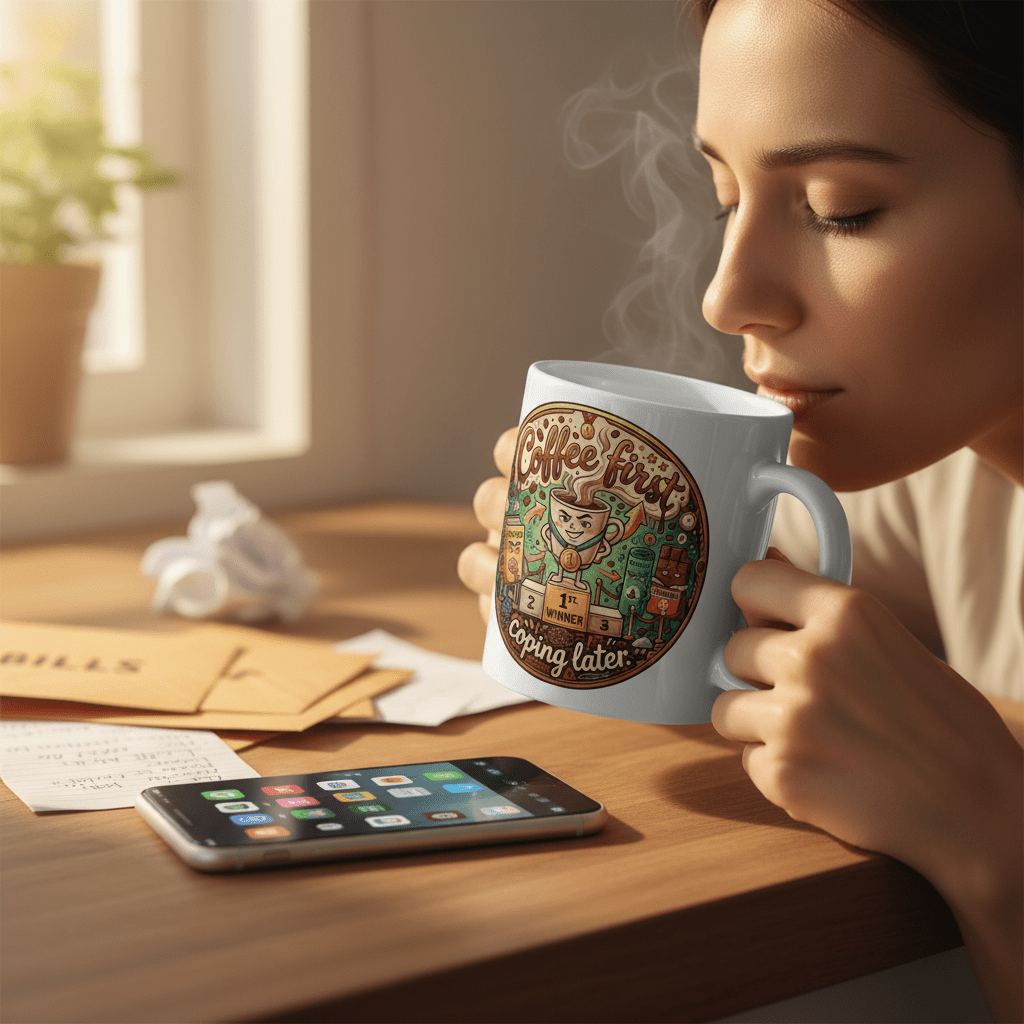 Coffee First Coping Later - Lifestyle Mockup
