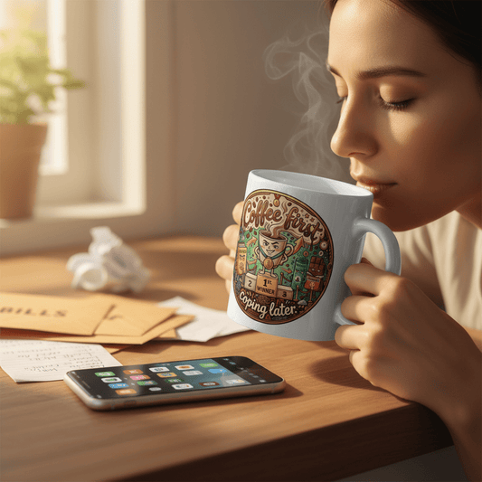 Coffee First Coping Later - Lifestyle Mockup