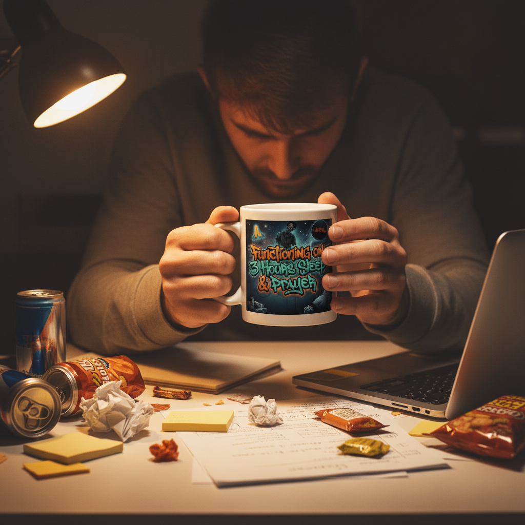 Functioning on 3 Hours of Sleep & Prayer - Lifestyle Mockup