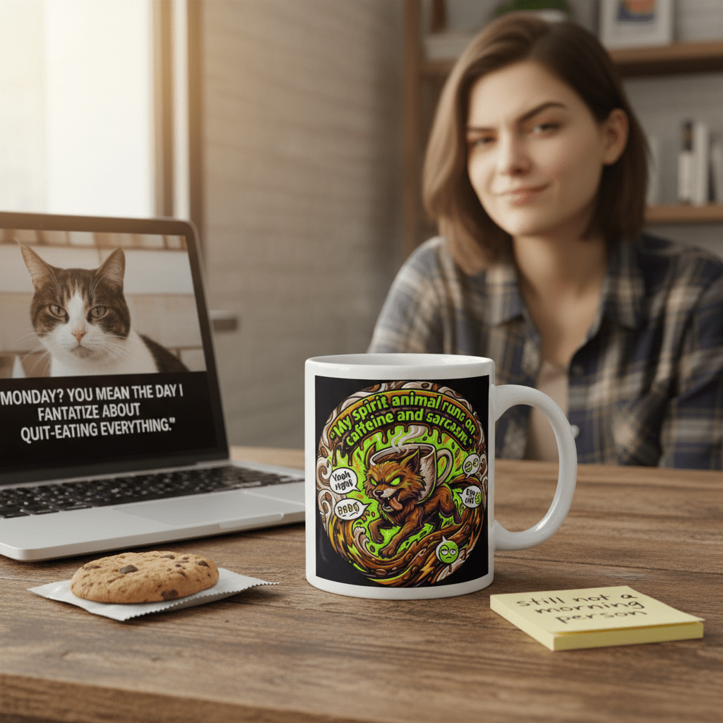 My Spirit Animal Runs On Caffeine & Sarcasm - Lifestyle Mockup