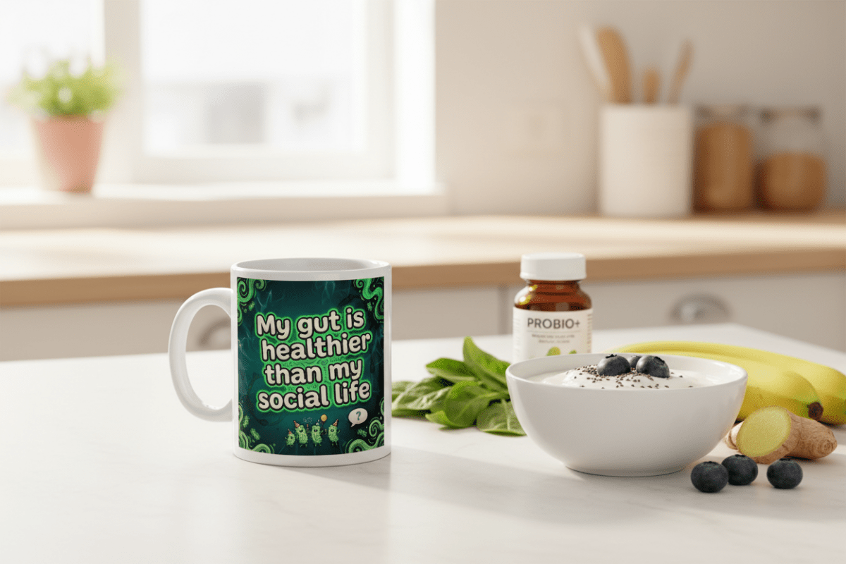 Funy mug - ny gut is Healthier than my social life