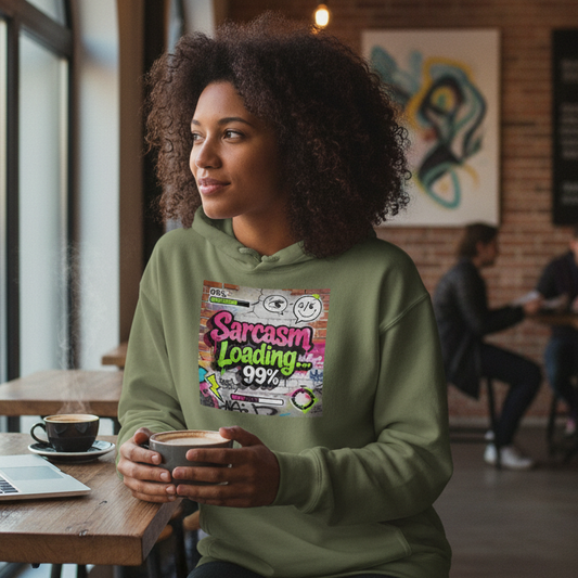 Sarcasm Loading... 99% Hoodie – Lifestyle Mockup