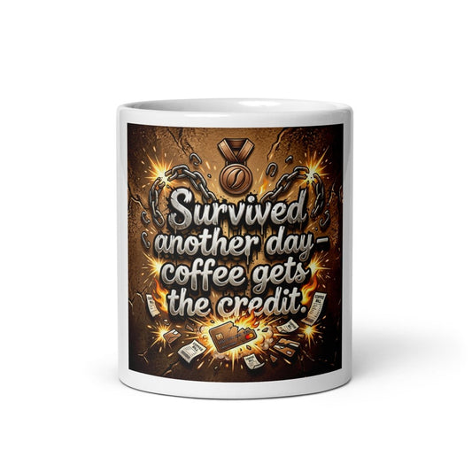 Funny Mug - Survived another Day, Coffee Gets The Credit.